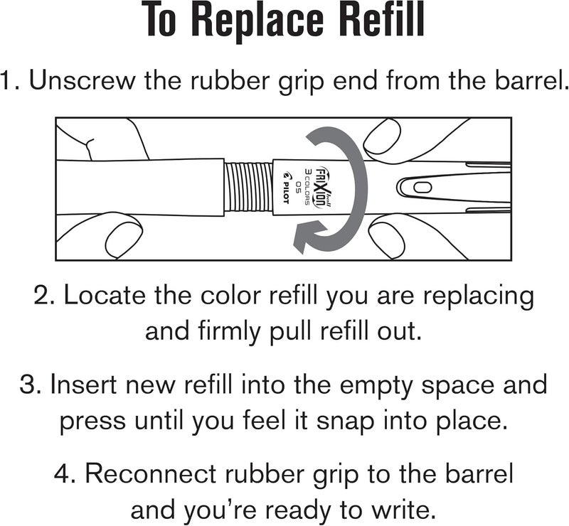 PILOT Pen FriXion Gel Ink Refills for Erasable Pens, Fine Point, Black Ink, 12-Pack - Image 4